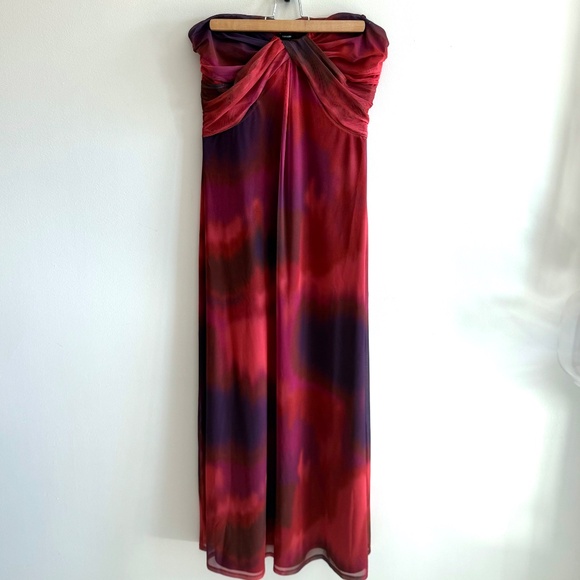 NWT Express Strapless Sweetheart Maxi Mesh Dress | Women’s Medium | Red Purple - Picture 4 of 10